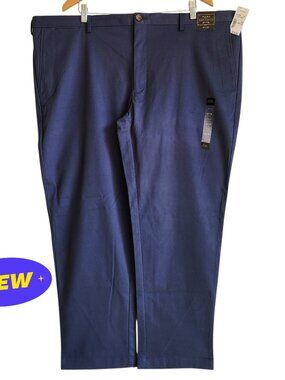 46x30 Navy Blue Chinos Jos A Bank Cotton Reserve Pants New Flat Front Tailored
